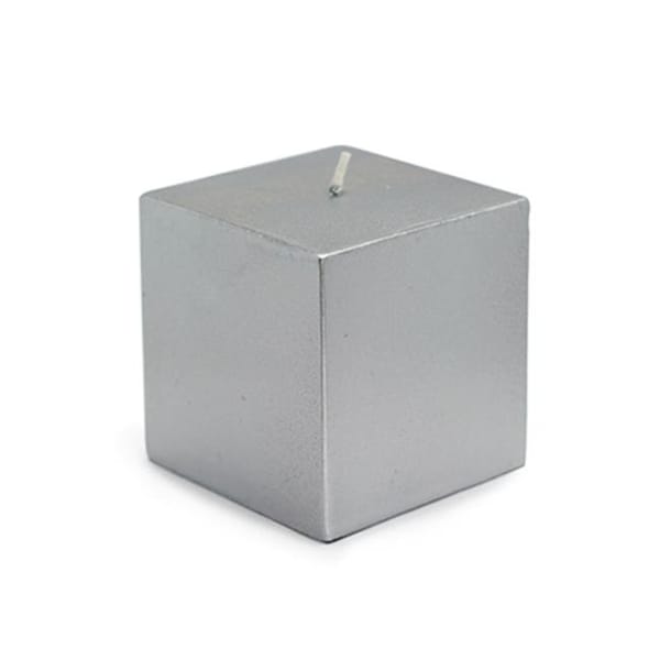 Zest Candle CPZ-136-12 3 x 3 in. Metallic Silver Square Pillar Candles -12pcs-Case- Bulk CPZ-136_12 - main